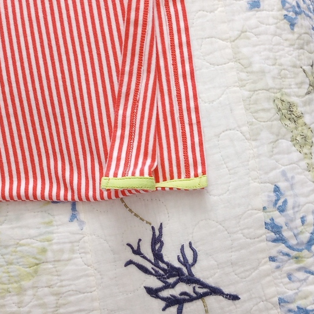 Lands End Nautical Henley Dress  (Orange, White, Lemon/Lime) - Picture 13 of 16